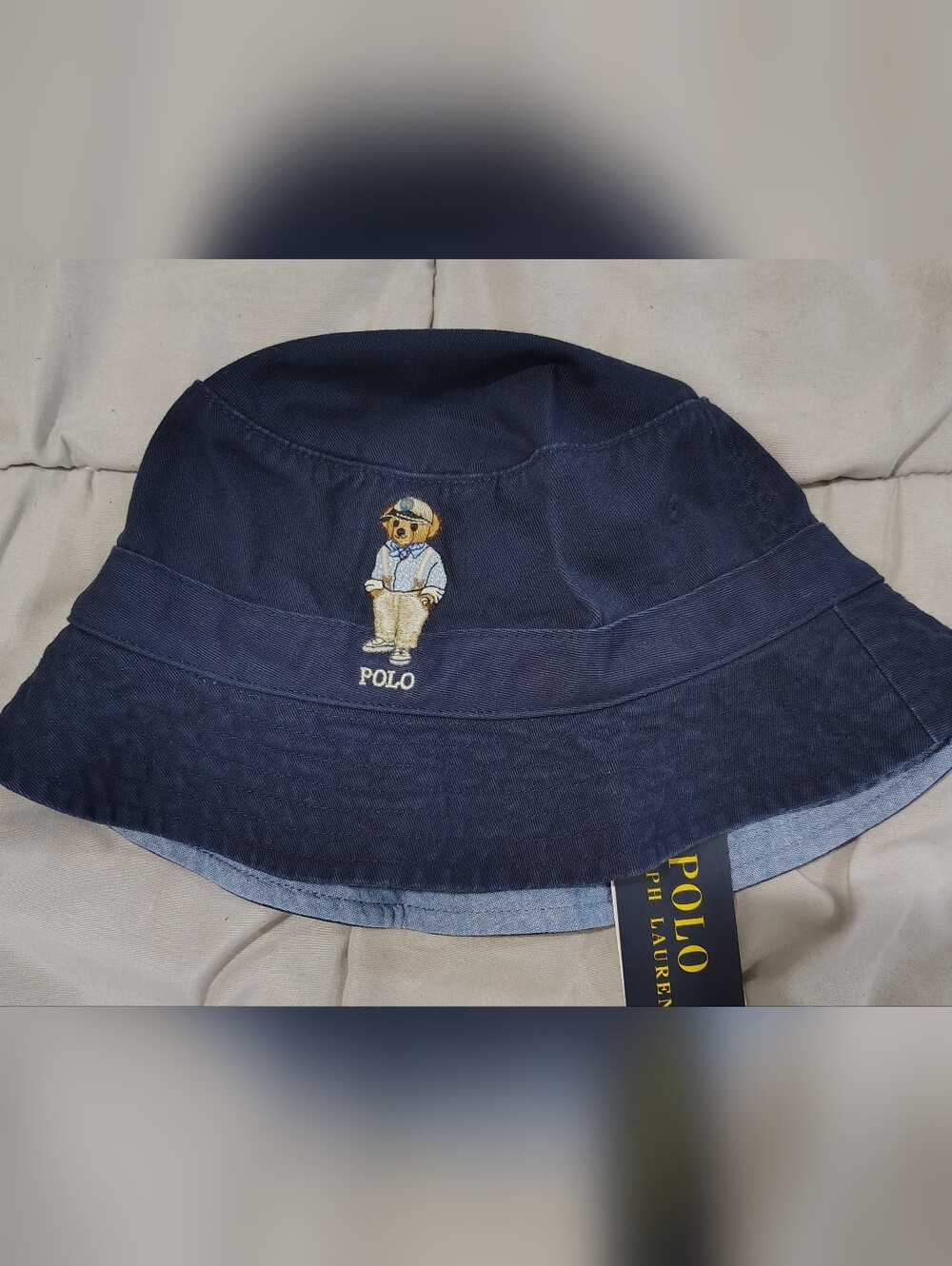 Polo Ralph Lauren navy Polo Bear bucket hat NWT size S/M